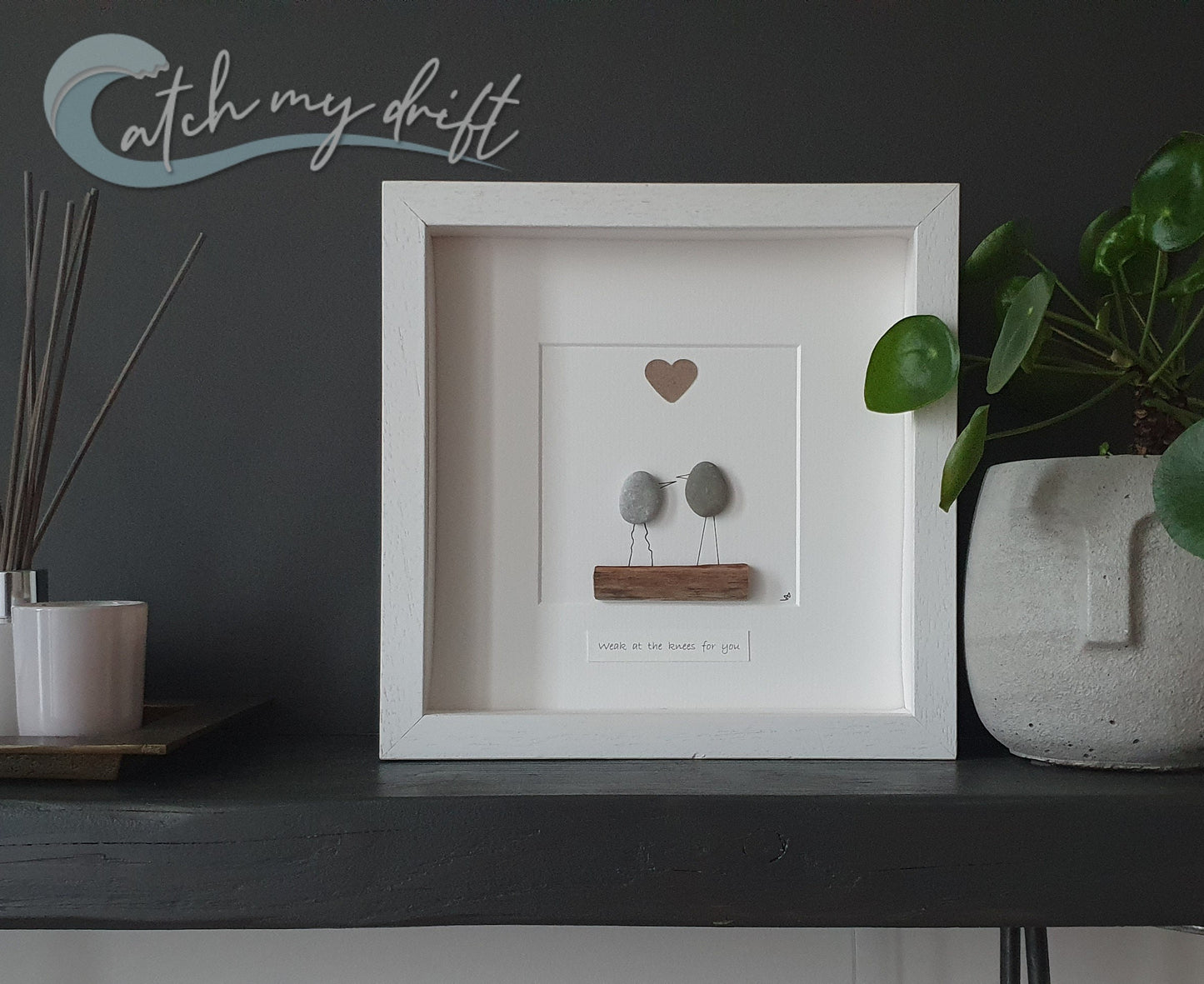 Weak at the knees, Lovebirds | Gift for lover | Irish Pebble Art | Valentines | Birthday | Anniversary