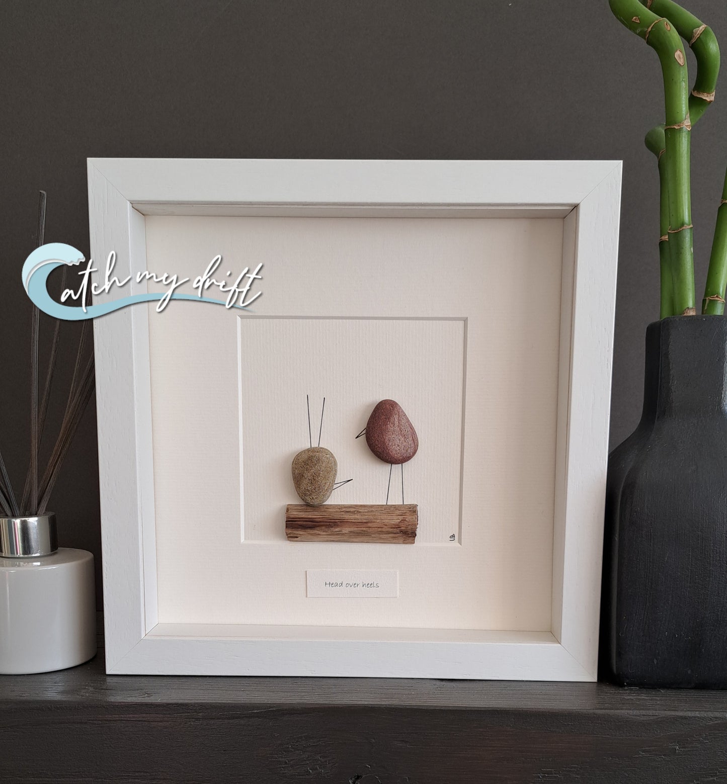 Head over heels lovebirds | Valentine's Day gift | Irish Pebble Art | Birthday | Wedding | Engagement