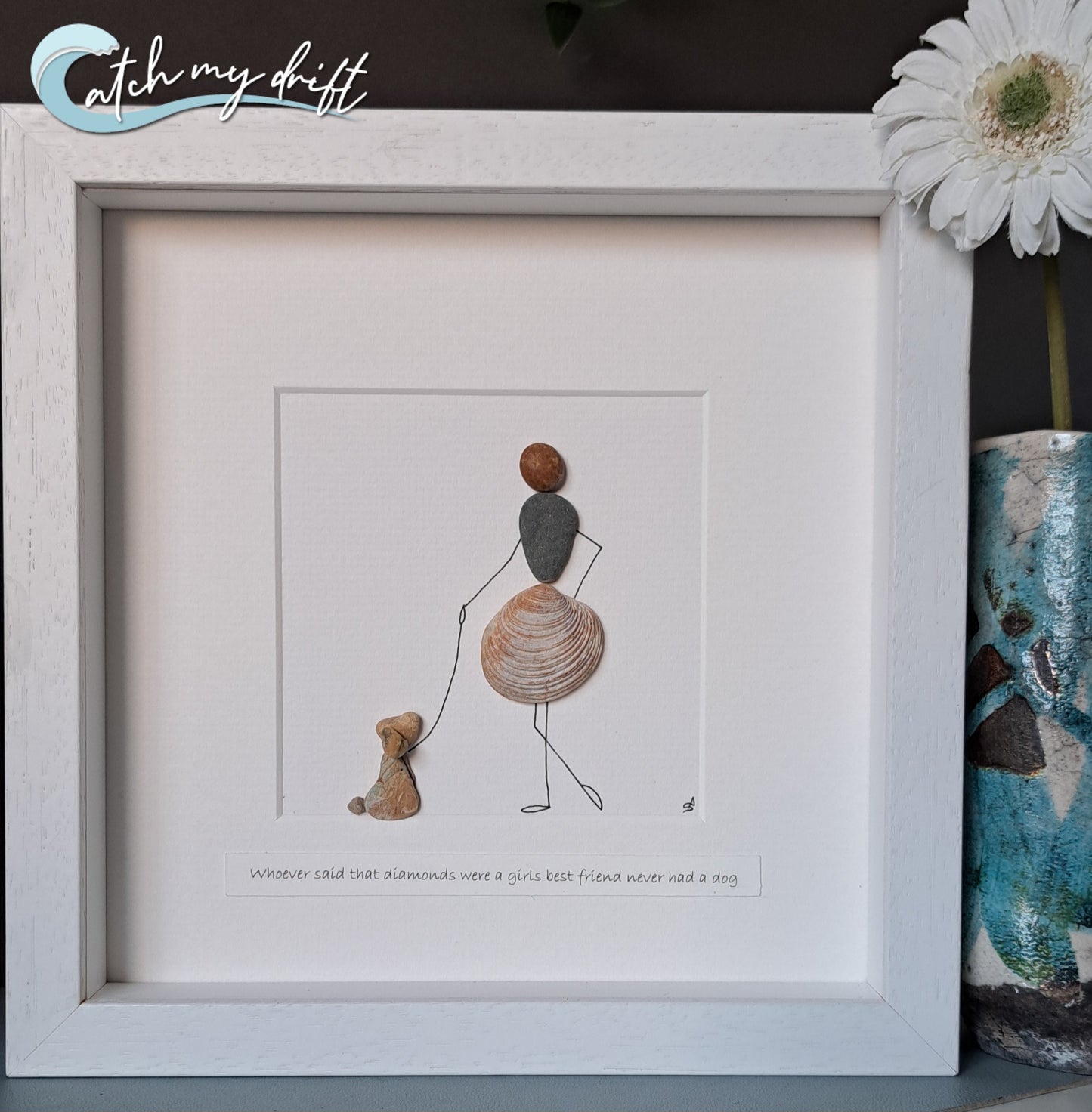 Girl with dog | Girls best friend | Original Irish pebble art | Birthday gift
