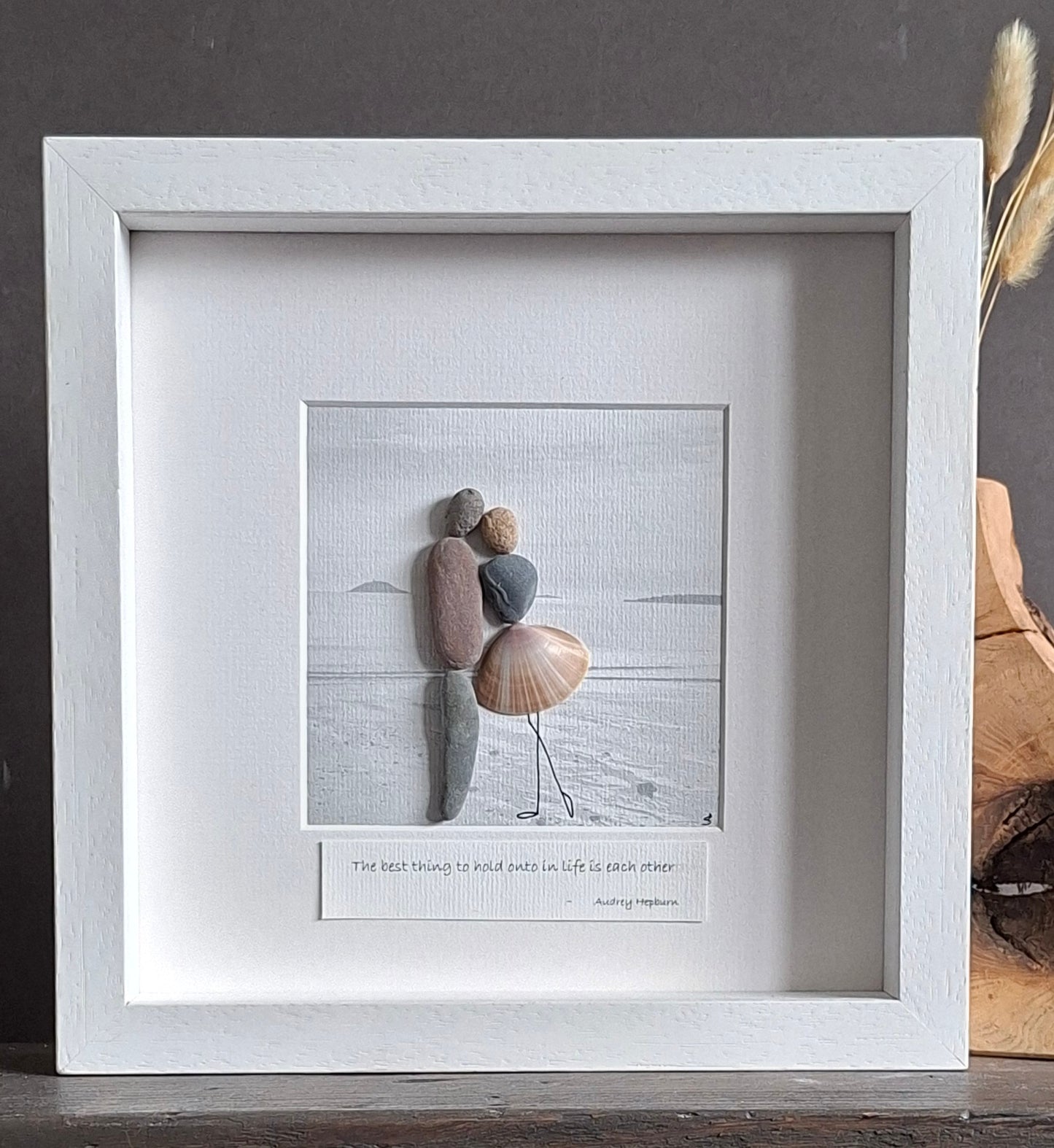 The Hug | Garryvoe/Ballycotton | Gift for Couple | Wedding Gift | Engagement Gift | Beach scene | Original Irish Pebble Art | Made to order
