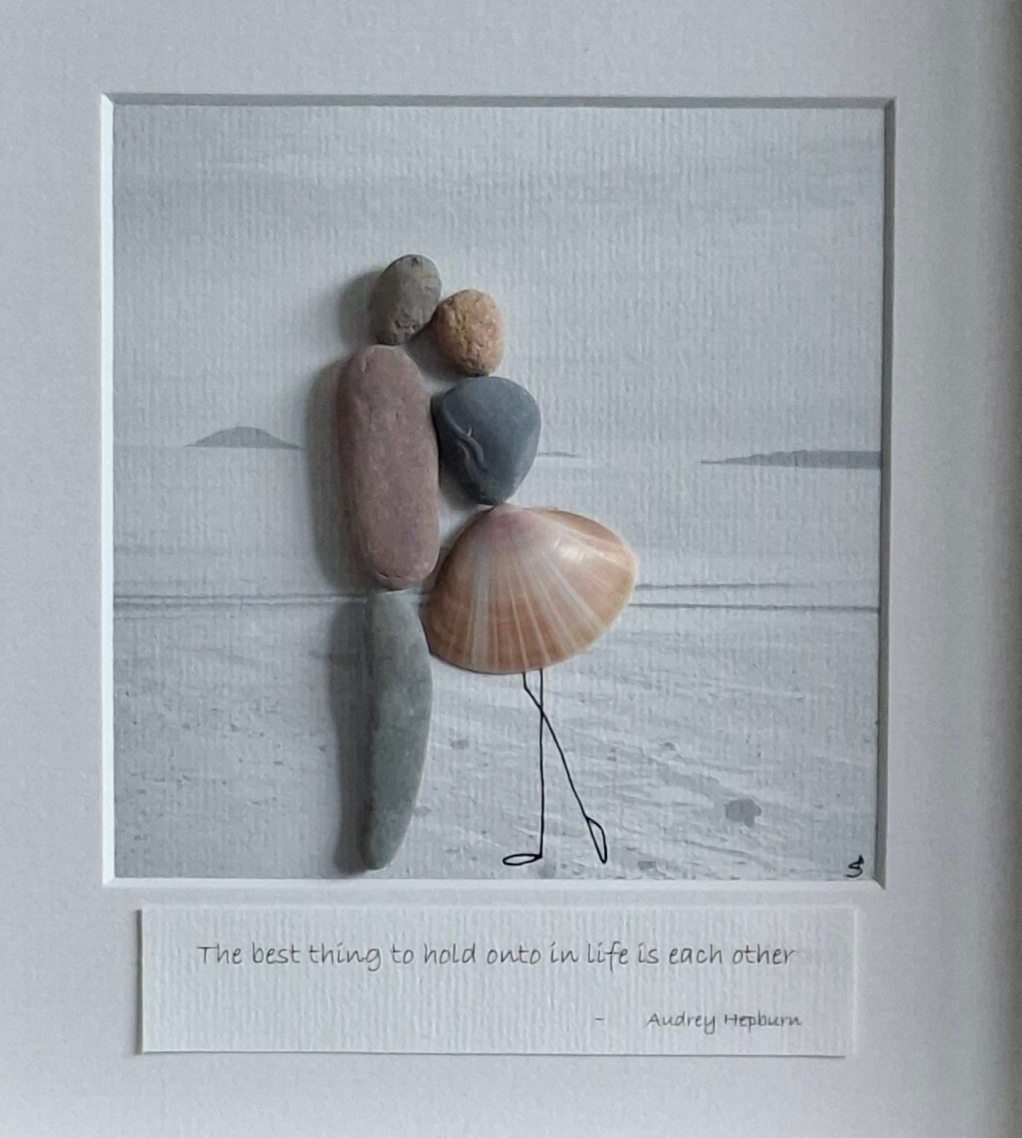 The Hug | Garryvoe/Ballycotton | Gift for Couple | Wedding Gift | Engagement Gift | Beach scene | Original Irish Pebble Art | Made to order
