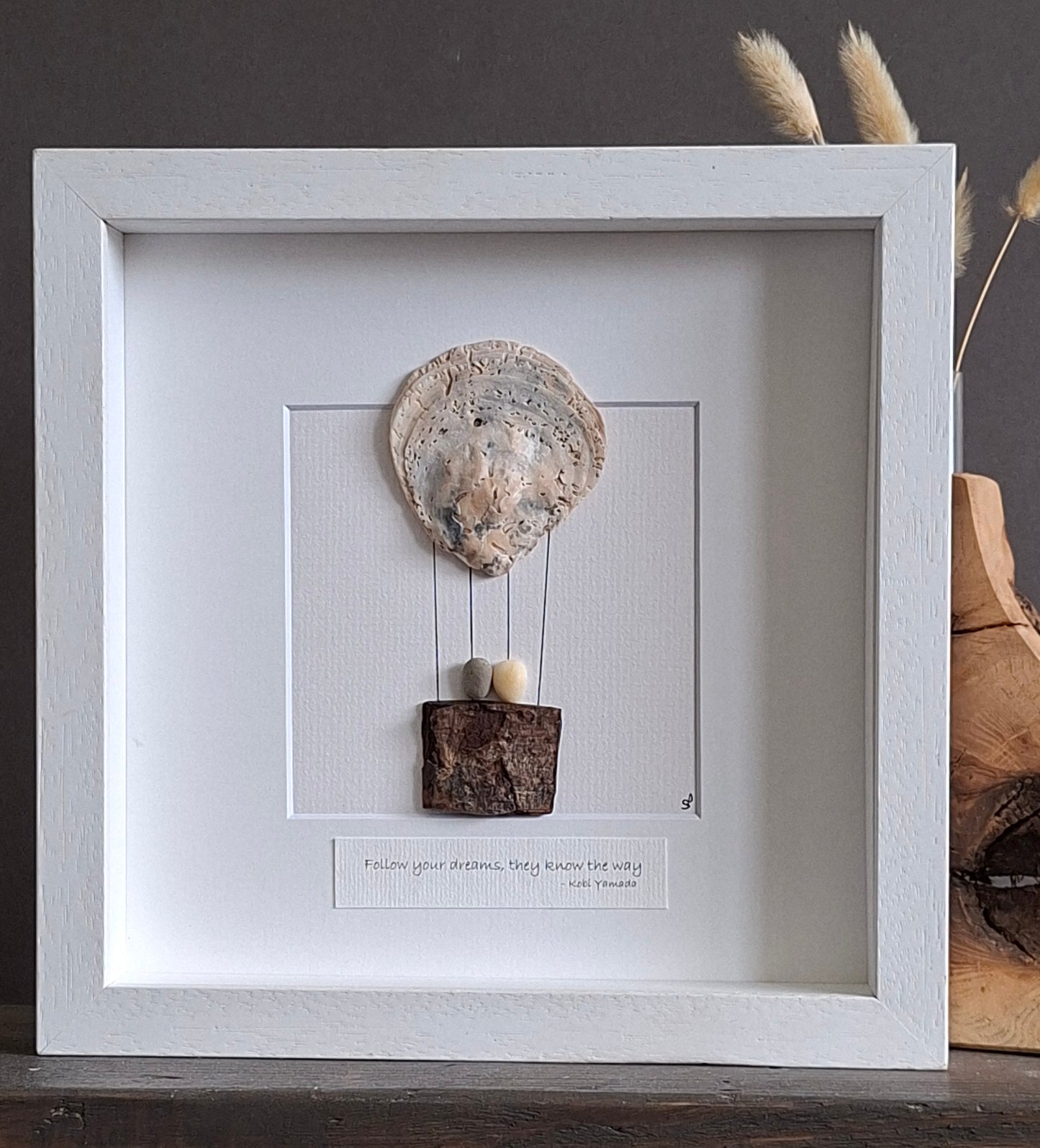 Gift for couple | New home gift | Engagement gift | Follow your dreams | Unique Shell Art | New adventures gift | Hot air balloon