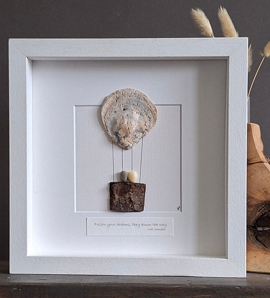 Gift for couple | New home gift | Engagement gift | Follow your dreams | Unique Shell Art | New adventures gift | Hot air balloon