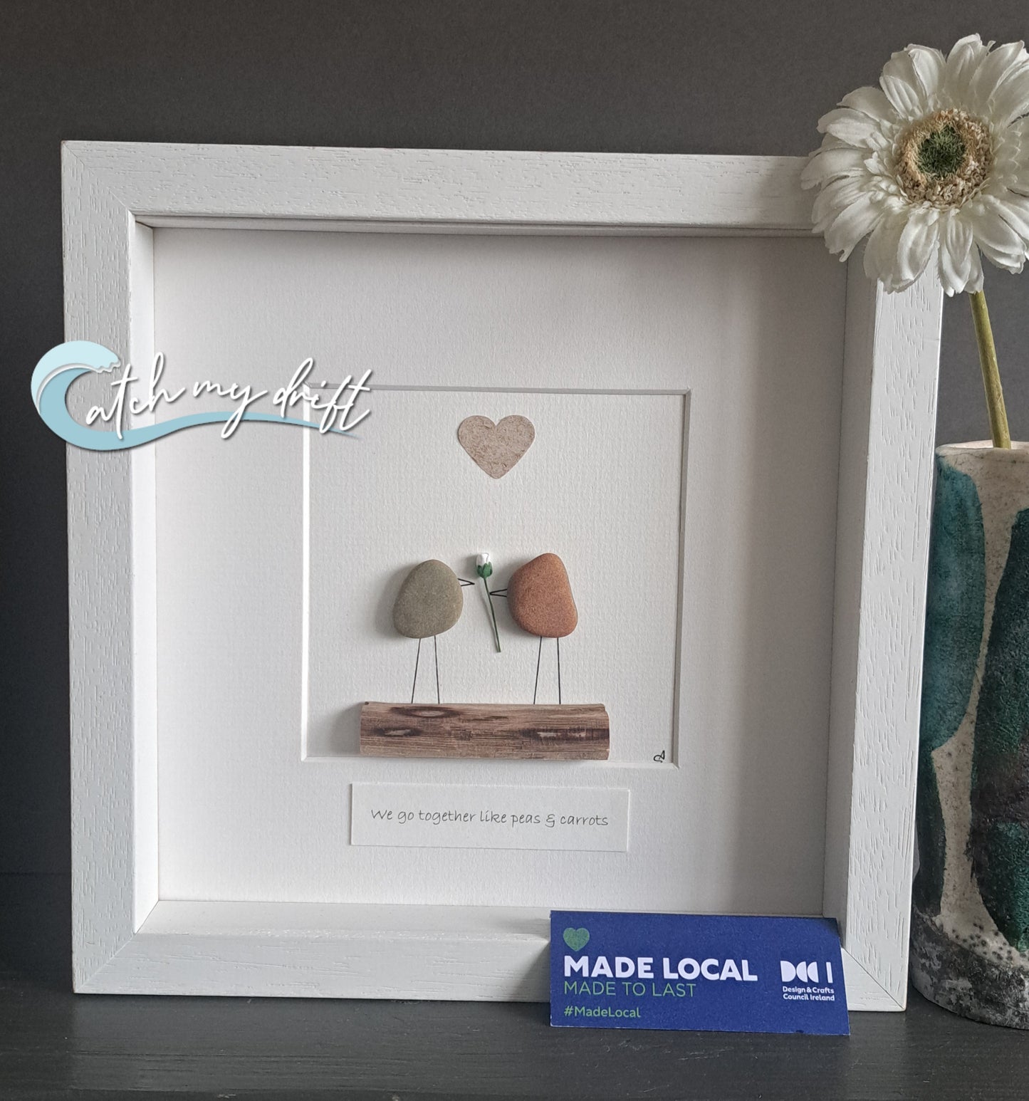 Peas & Carrots, Lovebirds | Gift for other half | Irish Pebble Art | Valentine's Gift |  Anniversary