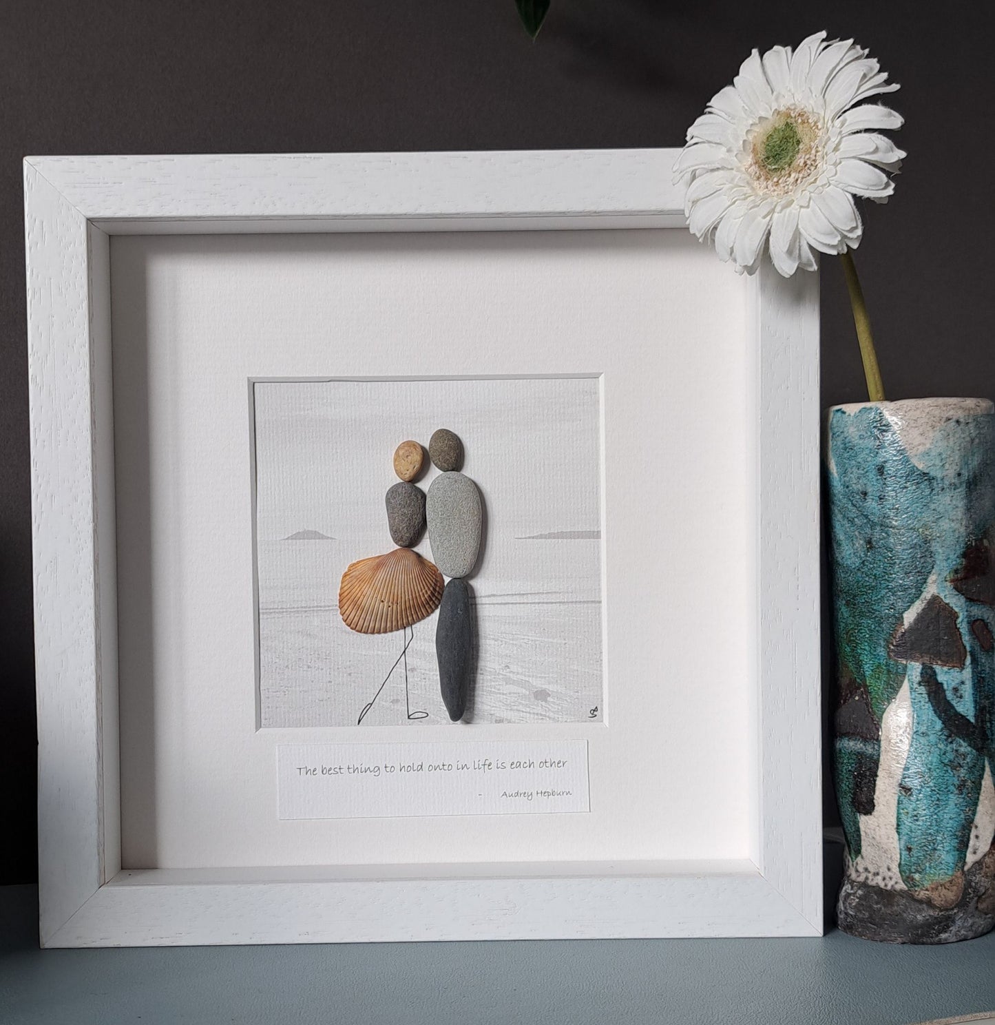 The Hug | Garryvoe/Ballycotton | Gift for couple | Wedding gift | Engagement gift | Beach scene | Original Irish Pebble Art