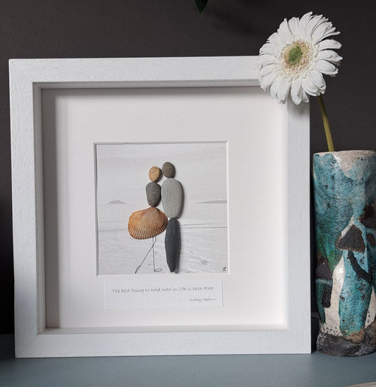 The Hug | Garryvoe/Ballycotton | Gift for couple | Wedding gift | Engagement gift | Beach scene | Original Irish Pebble Art