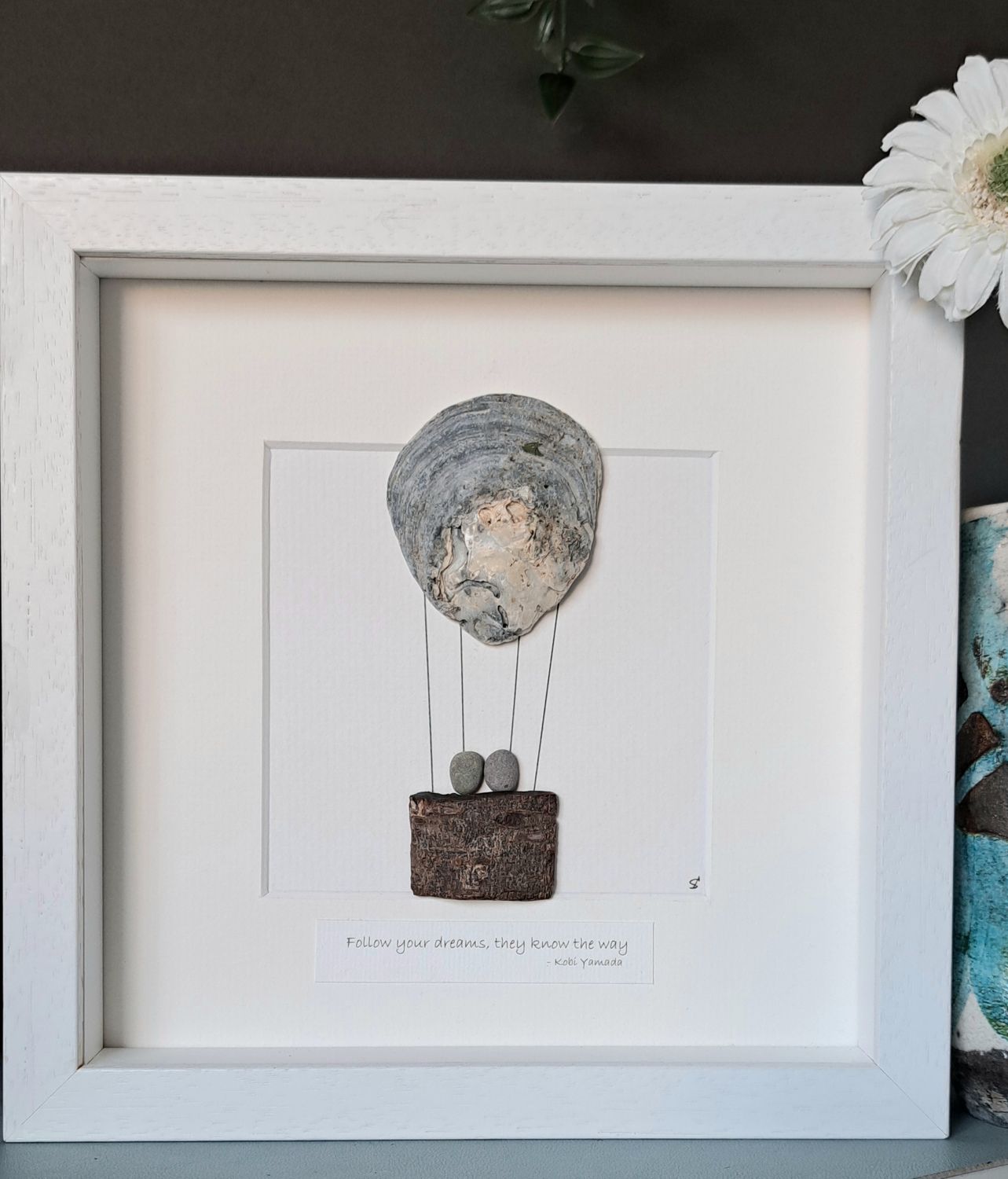 Gift for couple | New home gift | Engagement gift | Folow your dreams | Unique Shell Art | New adventures gift | Hot air balloon