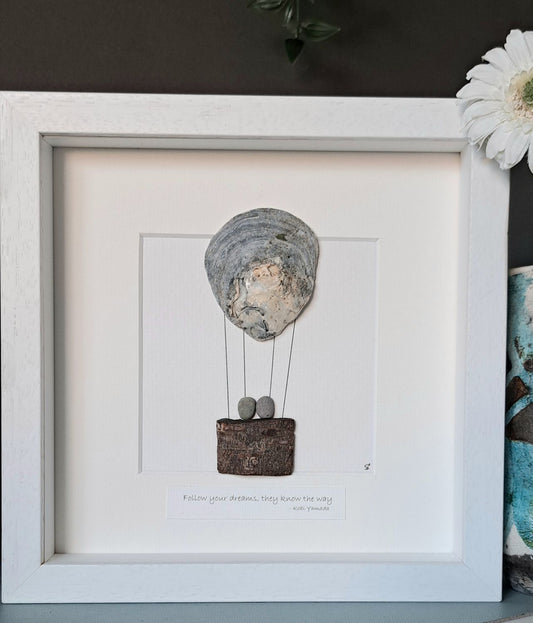 Gift for couple | New home gift | Engagement gift | Folow your dreams | Unique Shell Art | New adventures gift | Hot air balloon