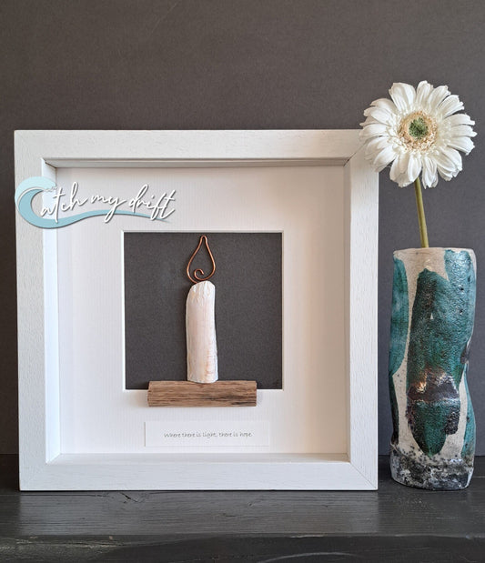 Where There is Light There is Hope | Single candle | Contemporary Home Decor | Original Irish Shell Art | Upcycled Copper Designs