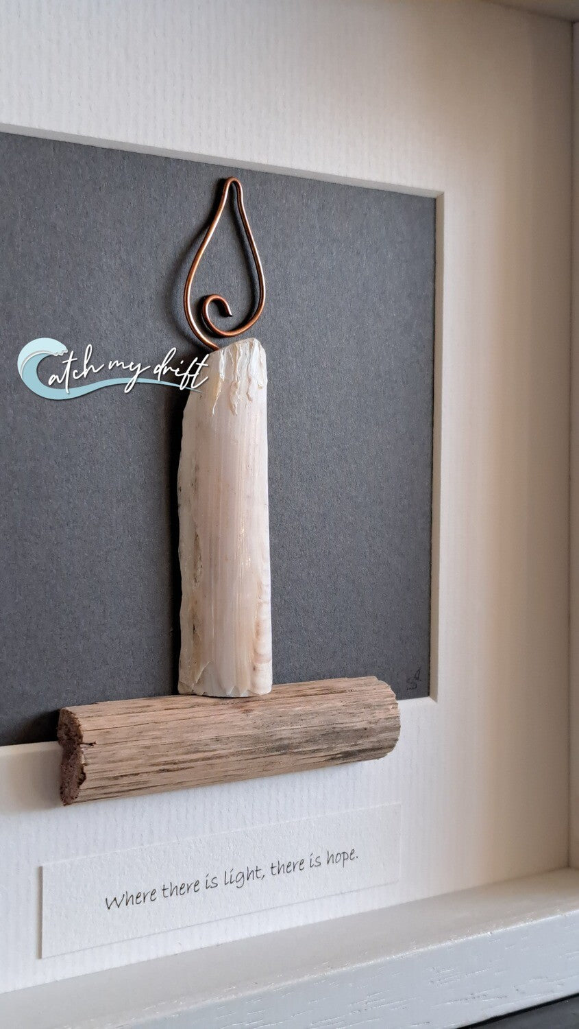Where There is Light There is Hope | Single candle | Contemporary Home Decor | Original Irish Shell Art | Upcycled Copper Designs