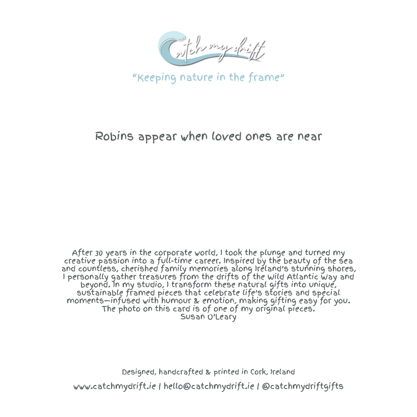Greeting Card | Bereavement | In Memory Of | Robins Appear
